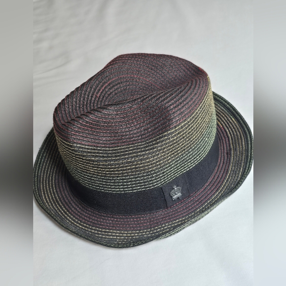 christys Accessories - Christys Crown Series Vintage Paper Straw Striped Fedora Hat Size Medium
